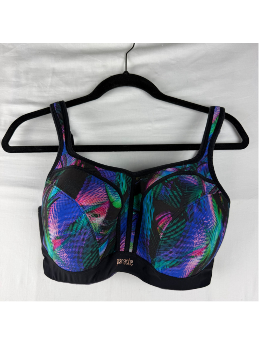 Panache Sport Underwire Sports Bra 32G 5021A Abstract Palm Neon Print Wide Strap